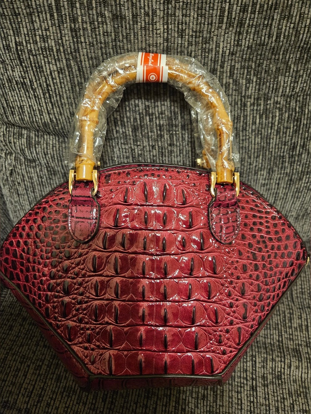 Premium Textured Vintage Bamboo-Pattern Handbag